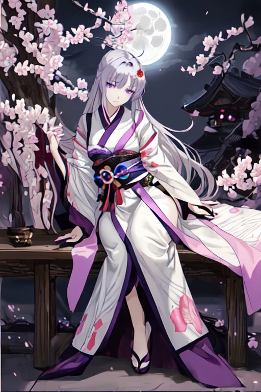 夜桜　少女