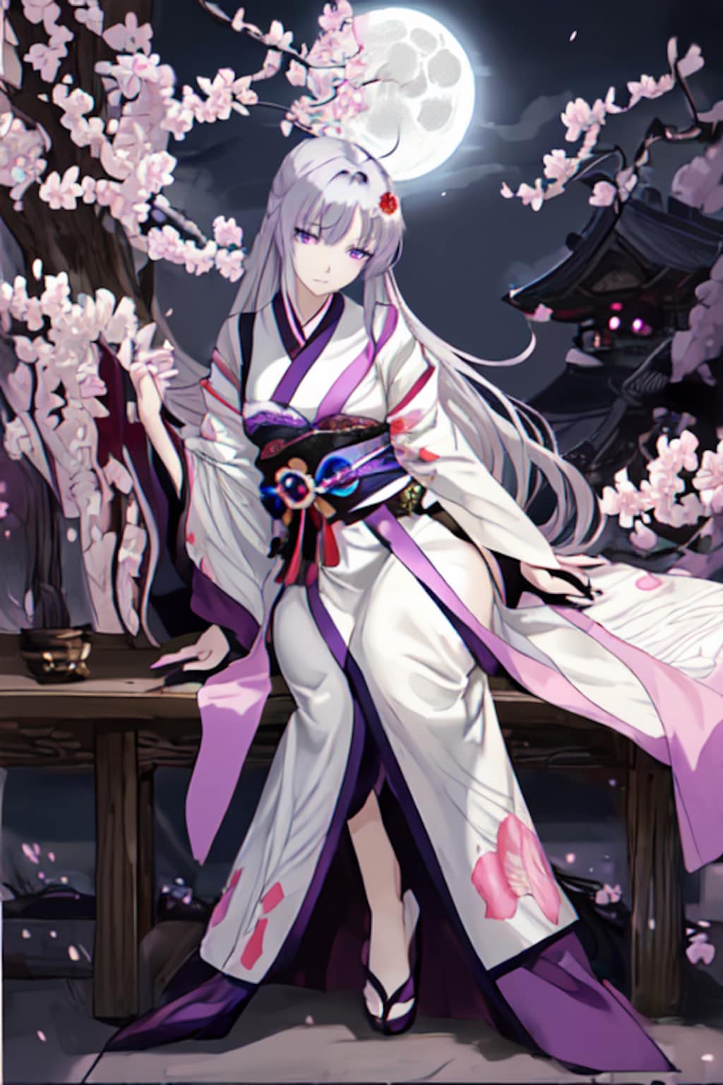 夜桜　少女