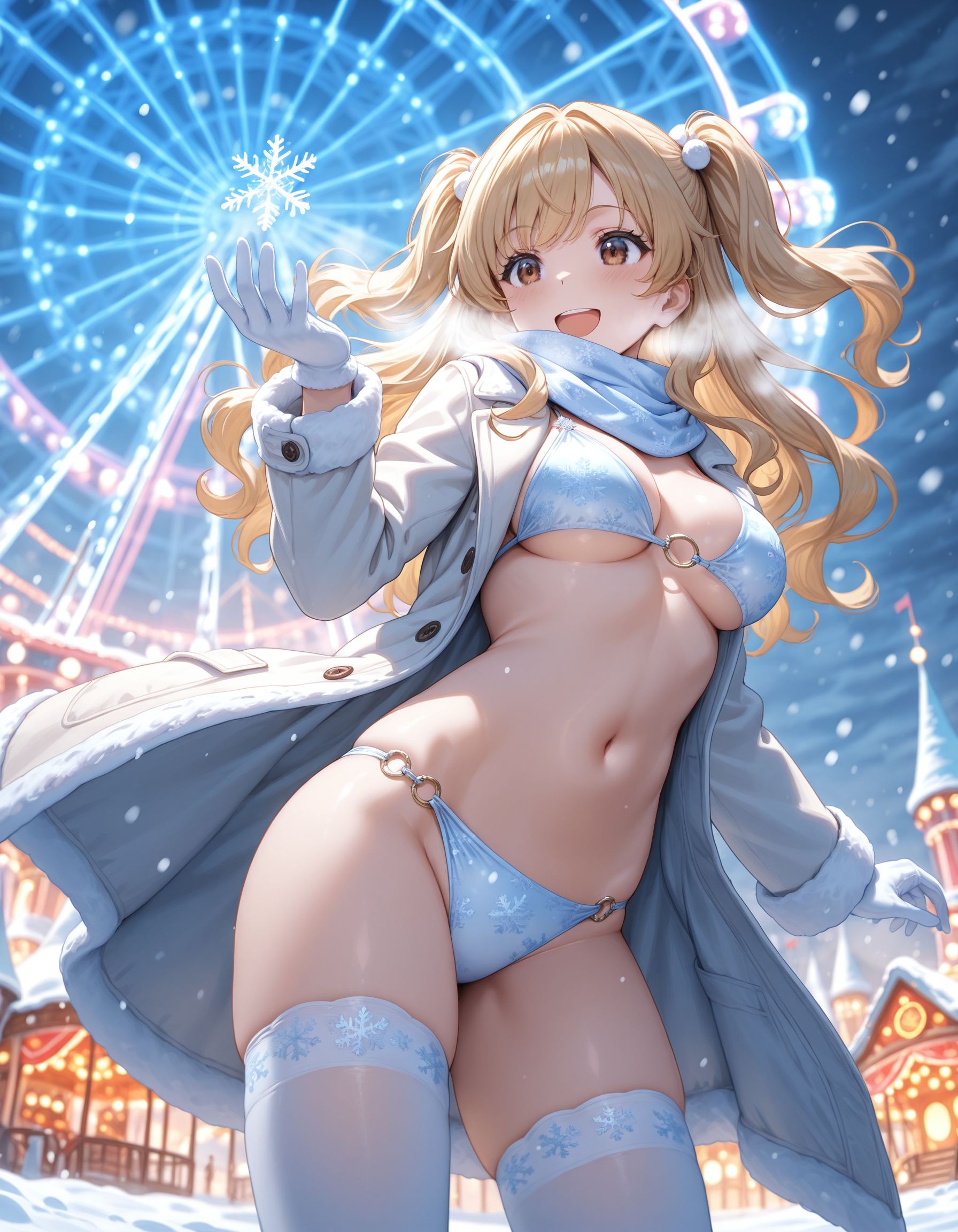 夜の遊園地で…