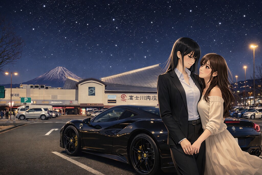 夜のサービスエリア（東名高速道路全通記念日）
