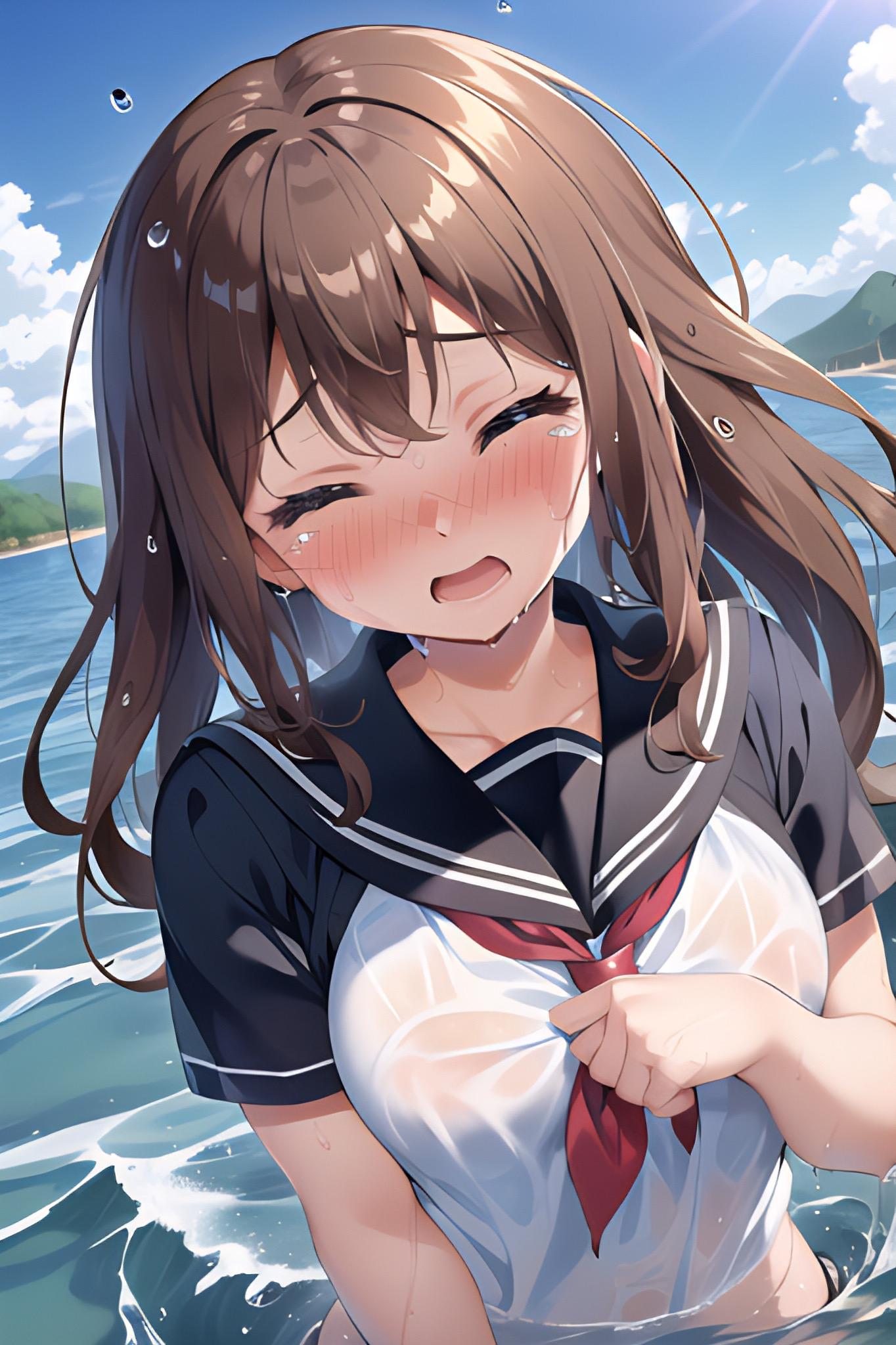 制服で水遊び♪(2)