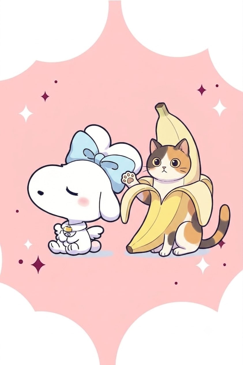 妖精イヌーピーとバナにゃん
