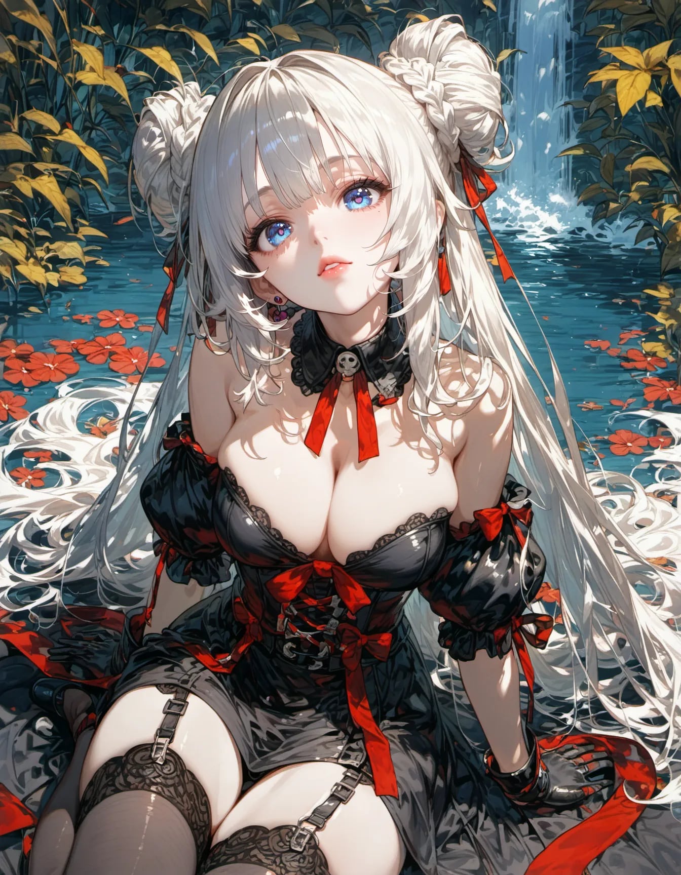 Gothic Serenade at the Waterfall | の人気AIイラスト・グラビア