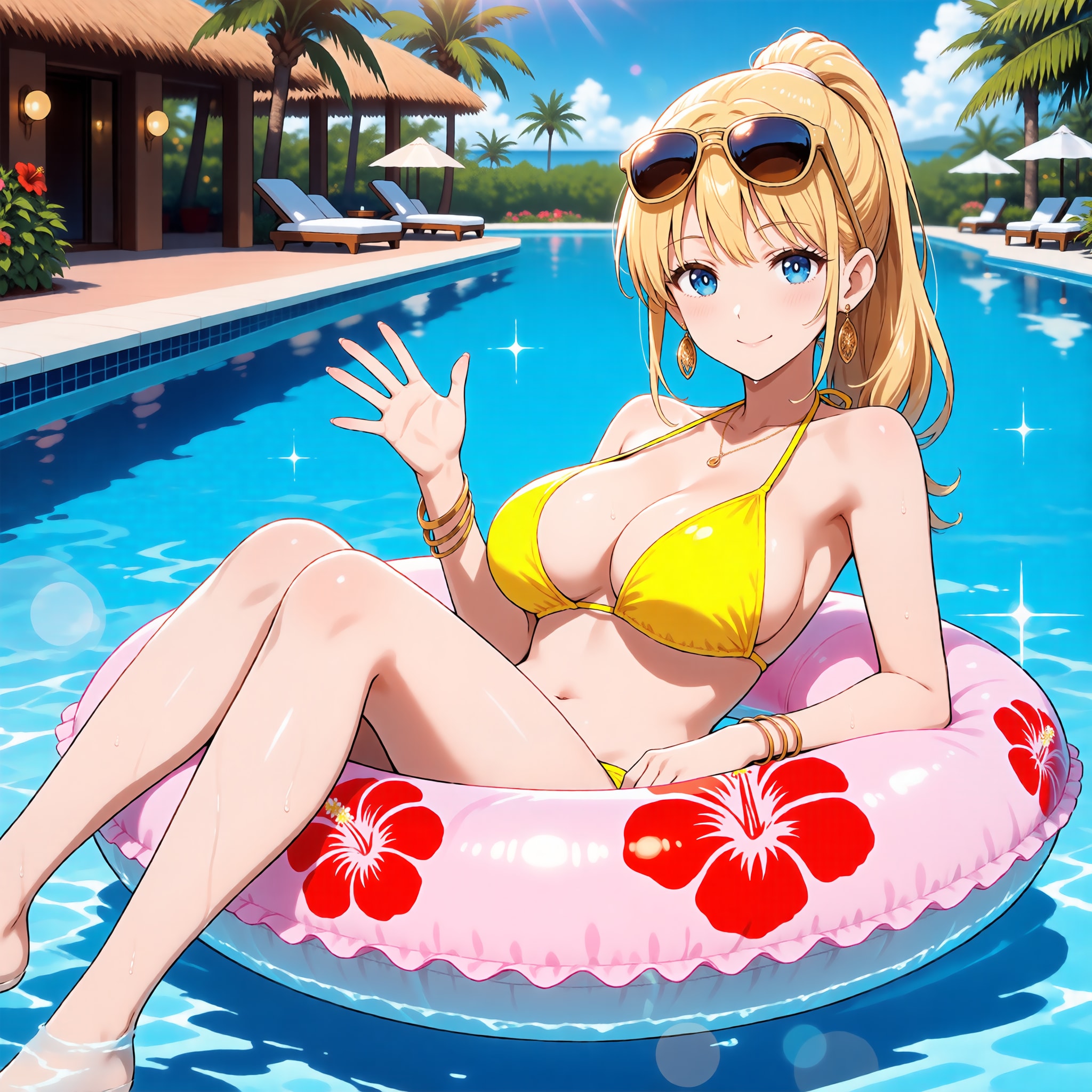 ねぇ、こっち来て一緒に泳ぎましょ！