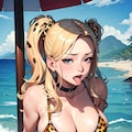 飢えたヒョウ柄ビキニの美女 5枚目