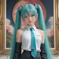 ハロウィン会場に急ぐ初音ミクのコスプレイヤー女子 8枚目
