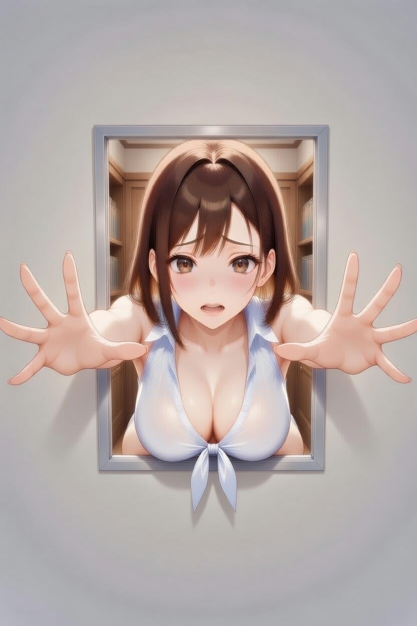 鍵が壊れて窓から出ようとする女の子 | の人気AIイラスト・グラビア