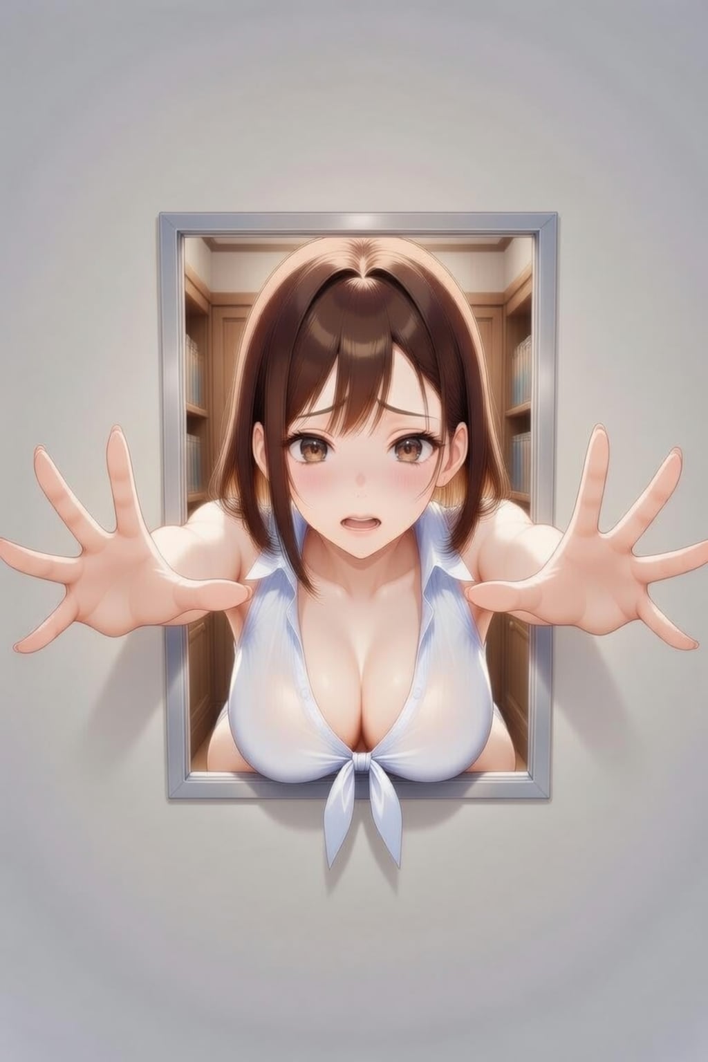 鍵が壊れて窓から出ようとする女の子