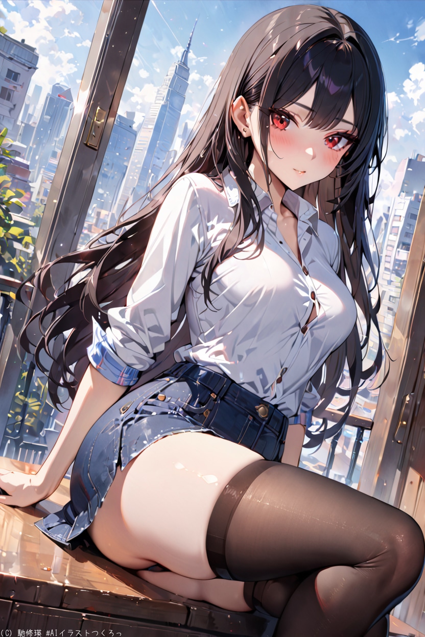 黒髪ロングの美少女 | の人気AIイラスト・グラビア