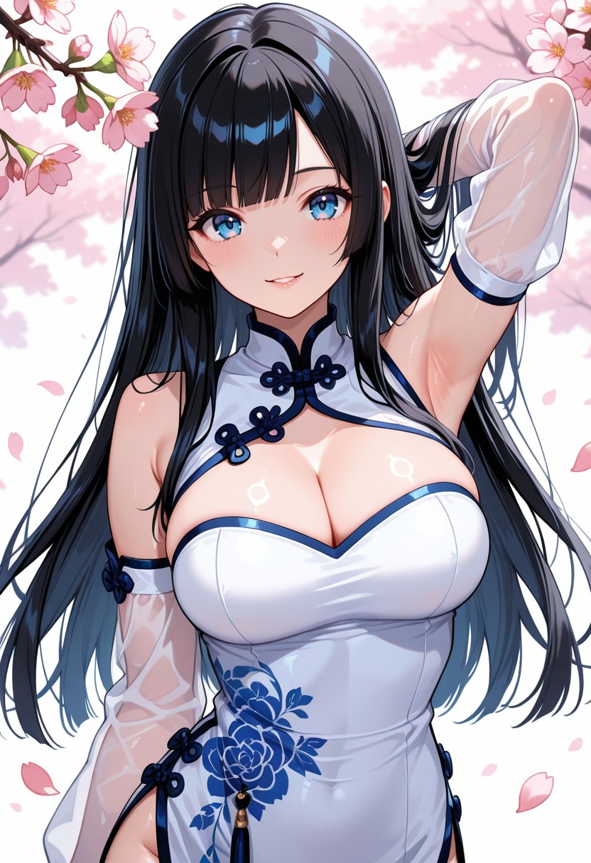 桜をベトナムドレス