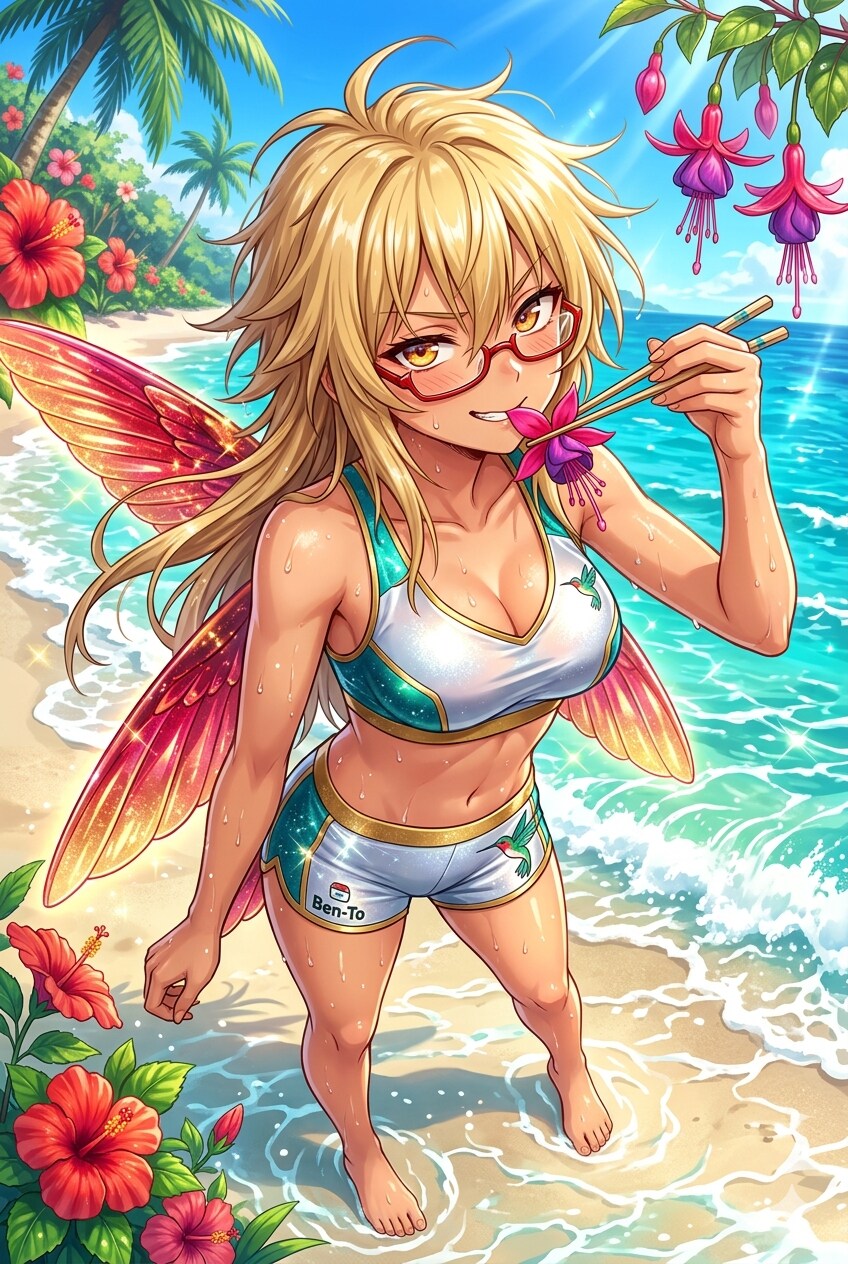 ハチドリ擬人化(著莪あやめに似ている)
