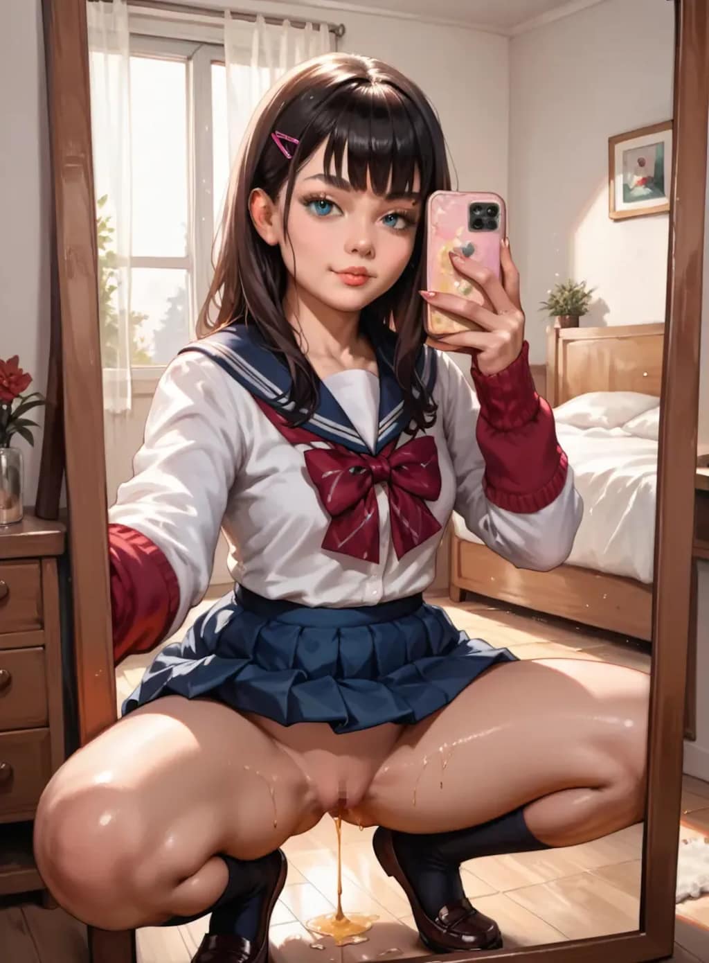 鏡の前で自撮りしてみた