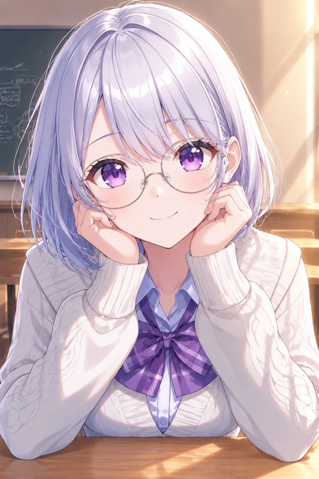 教室で微笑むルナリスちゃん