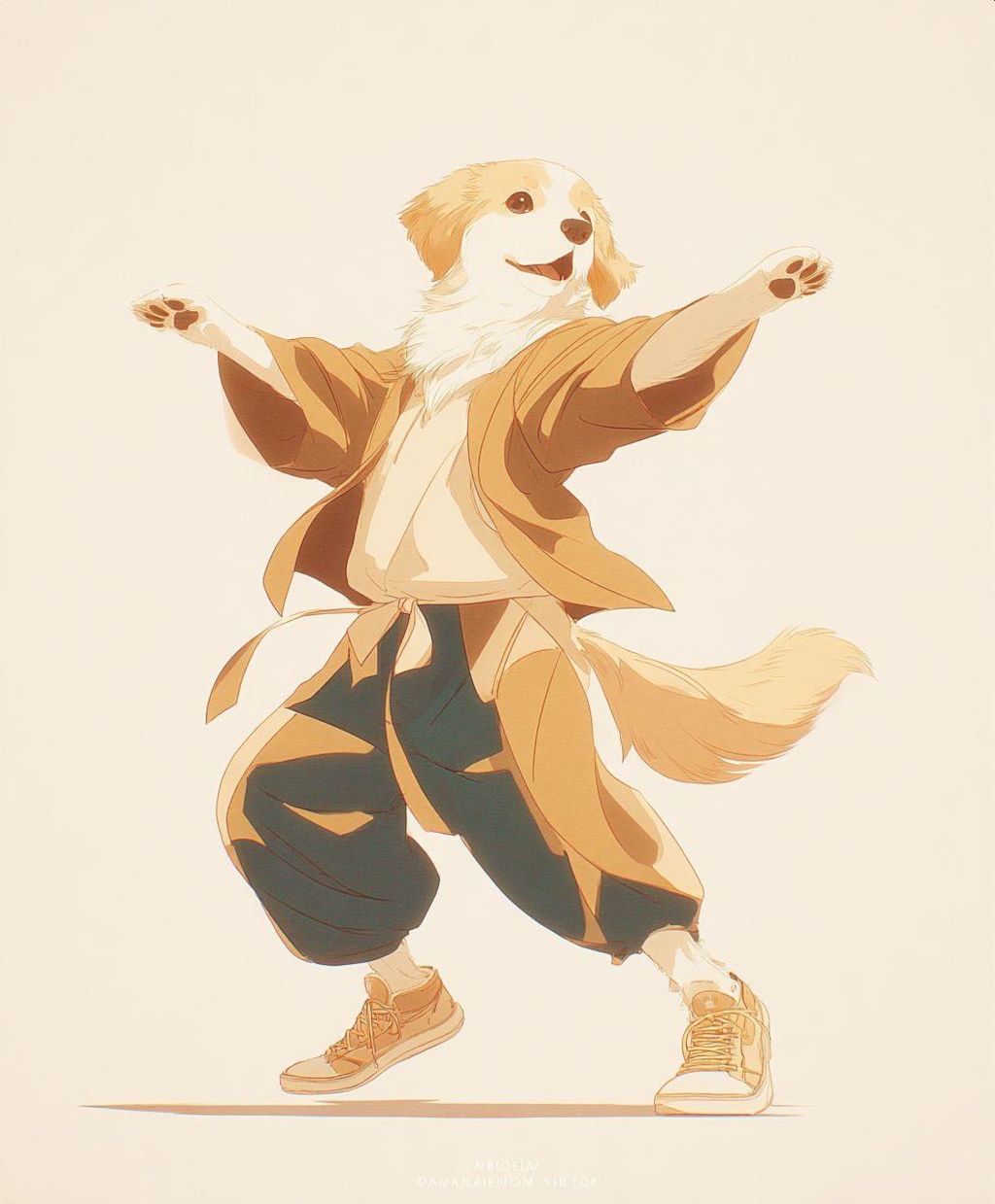 犬の法被ダンス