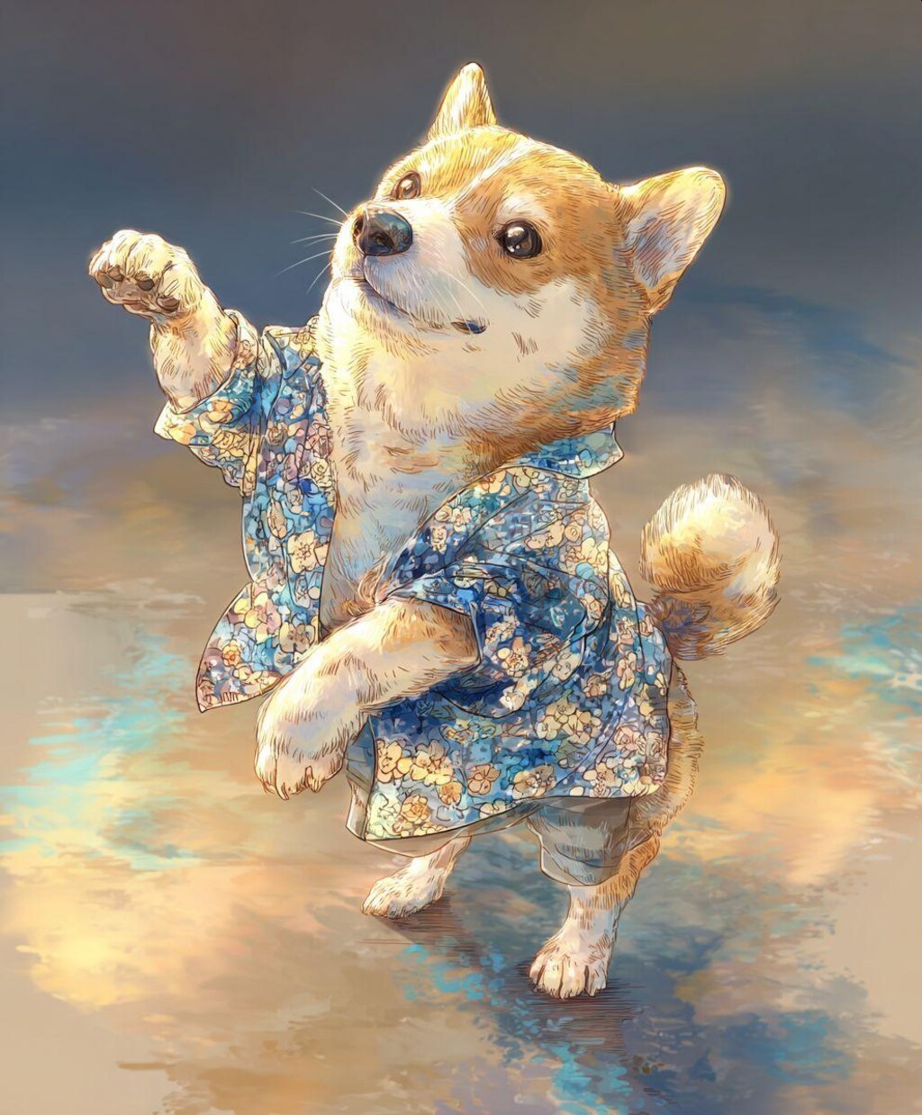 犬の法被ダンス