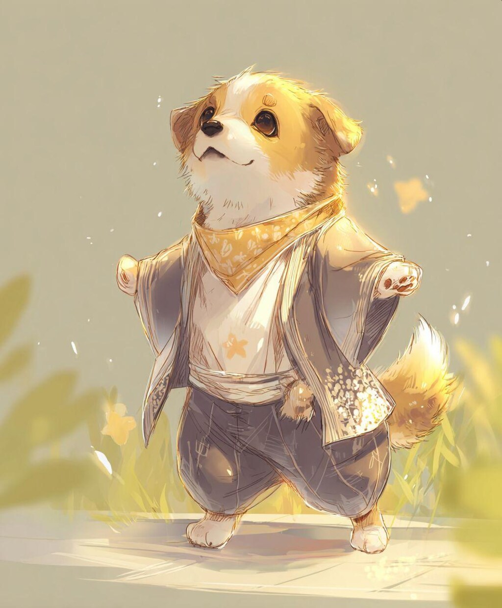 犬の法被ダンス