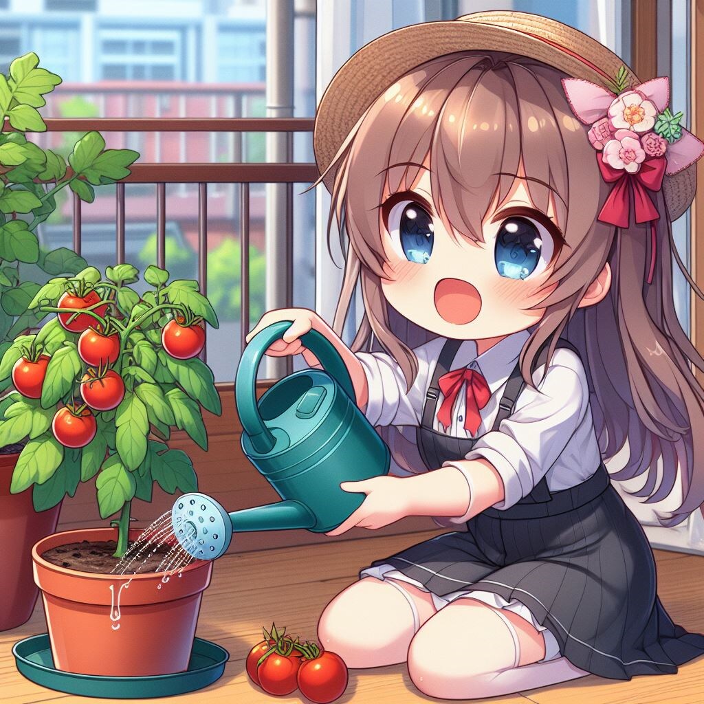 植物に水をあげるよ