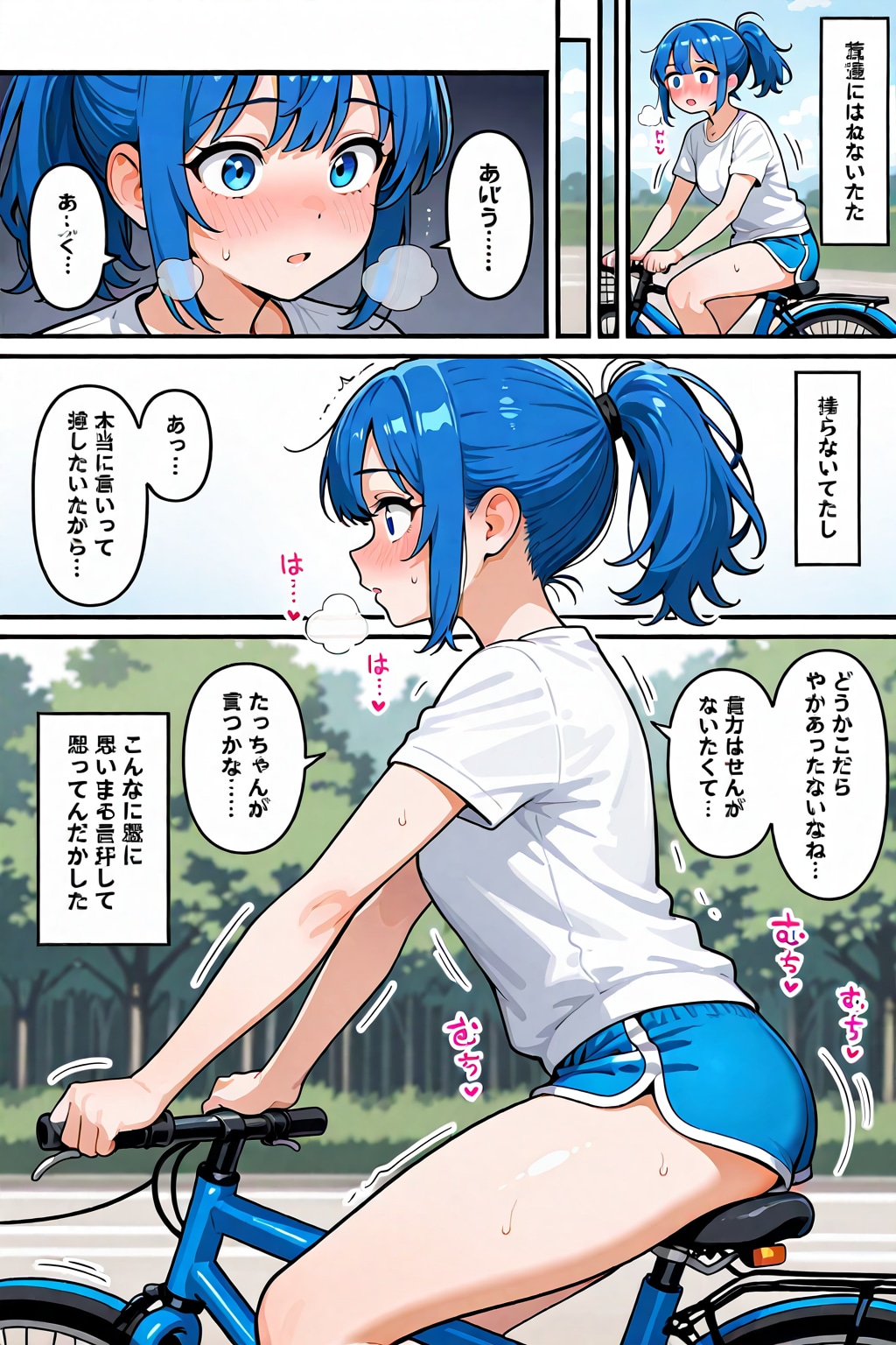 自転車のサドルに座る 漫画_LILY