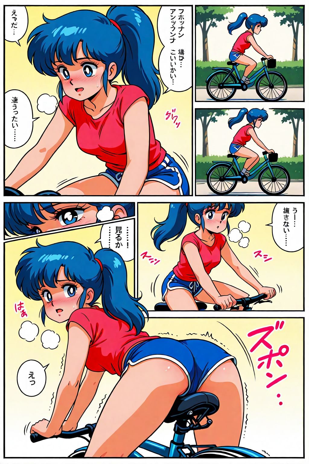自転車のサドルに座る 漫画_LILY