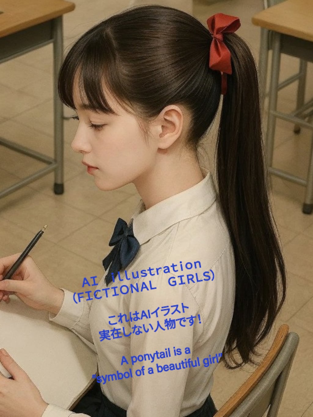 ポニーテール美少女の横顔