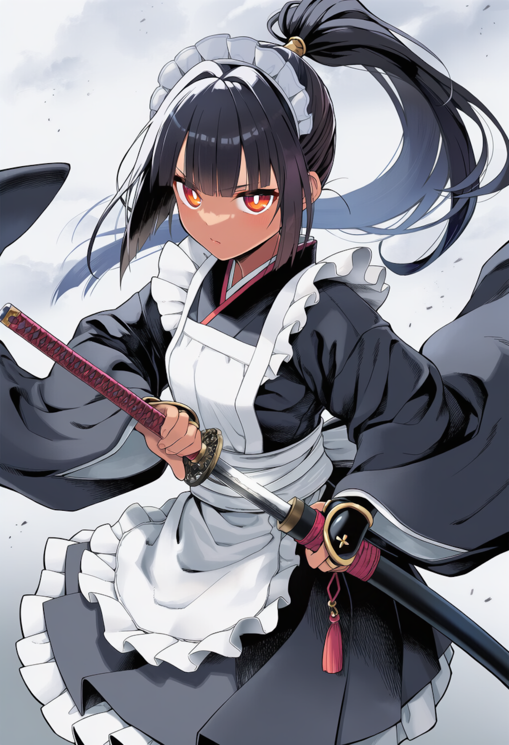 居合切り褐色メイドさん