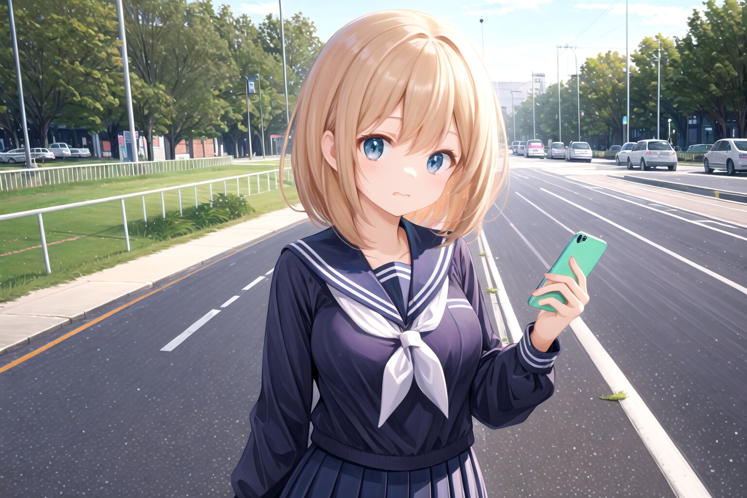 スマホだと、この道なんだけど…。 | の人気AIイラスト・グラビア