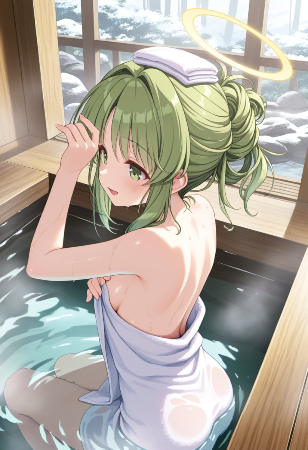 タオルで隠す