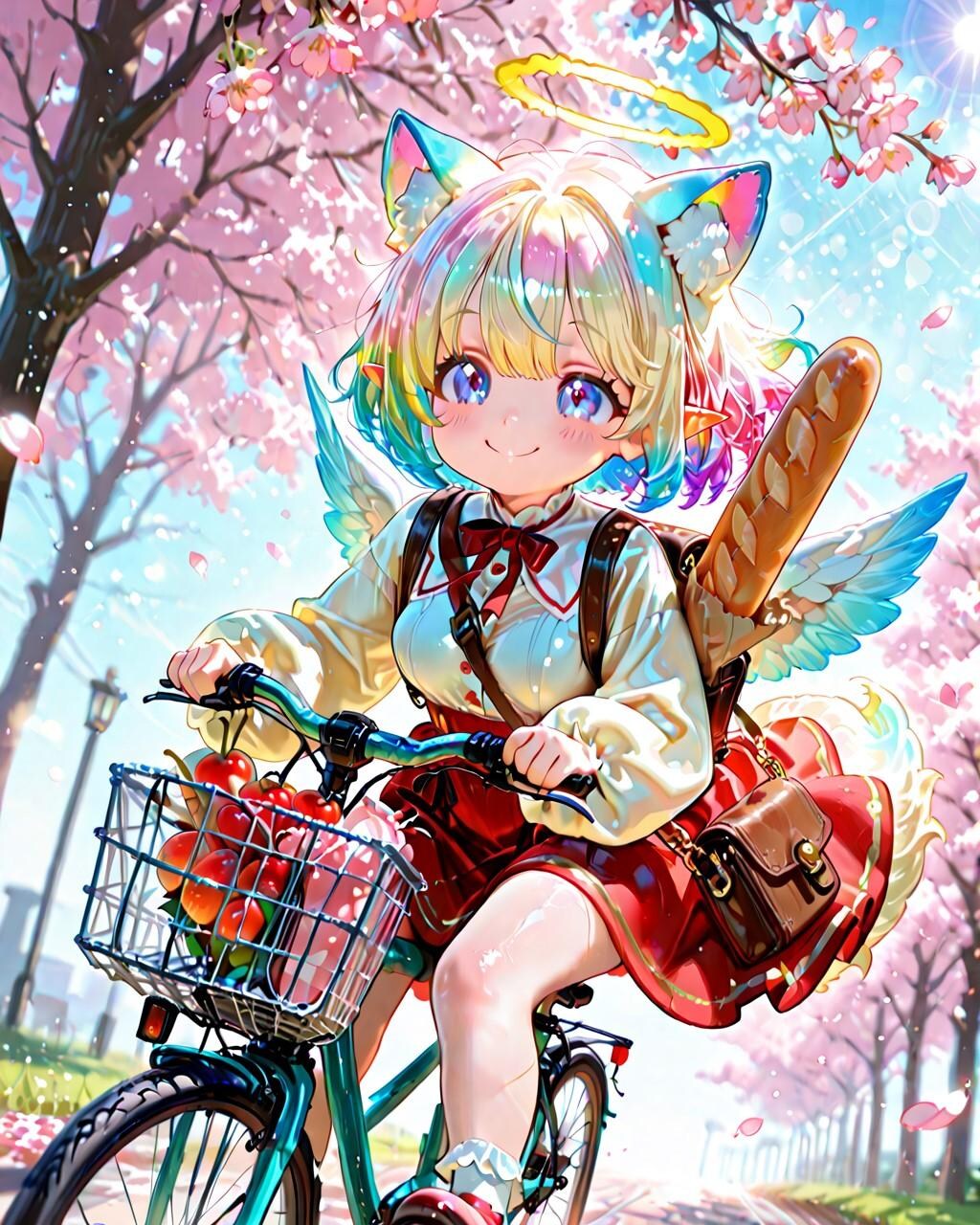 12枚）自転車で買い物をする天使さん