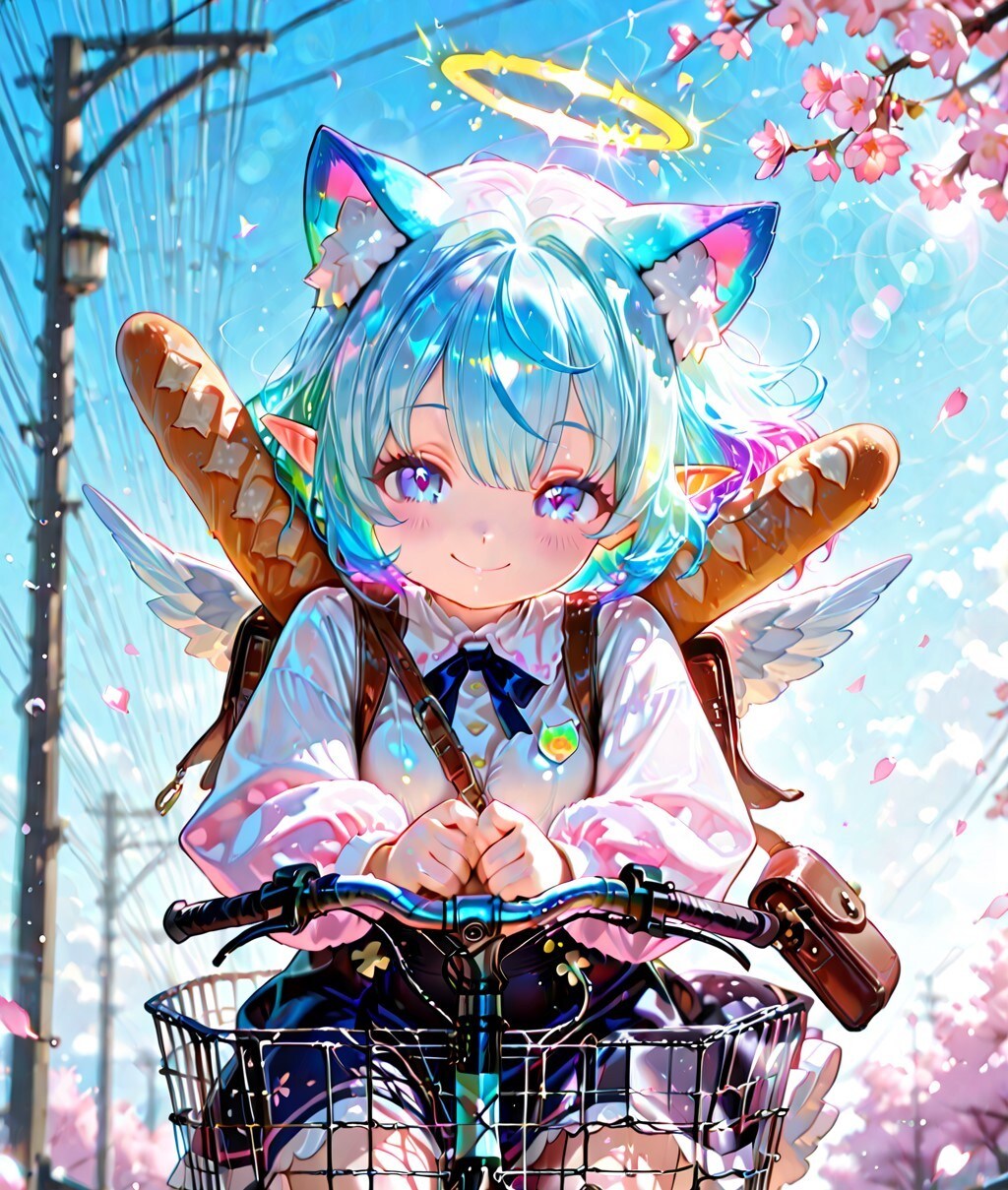 12枚）自転車で買い物をする天使さん