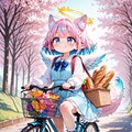 12枚）自転車で買い物をする天使さん 9枚目