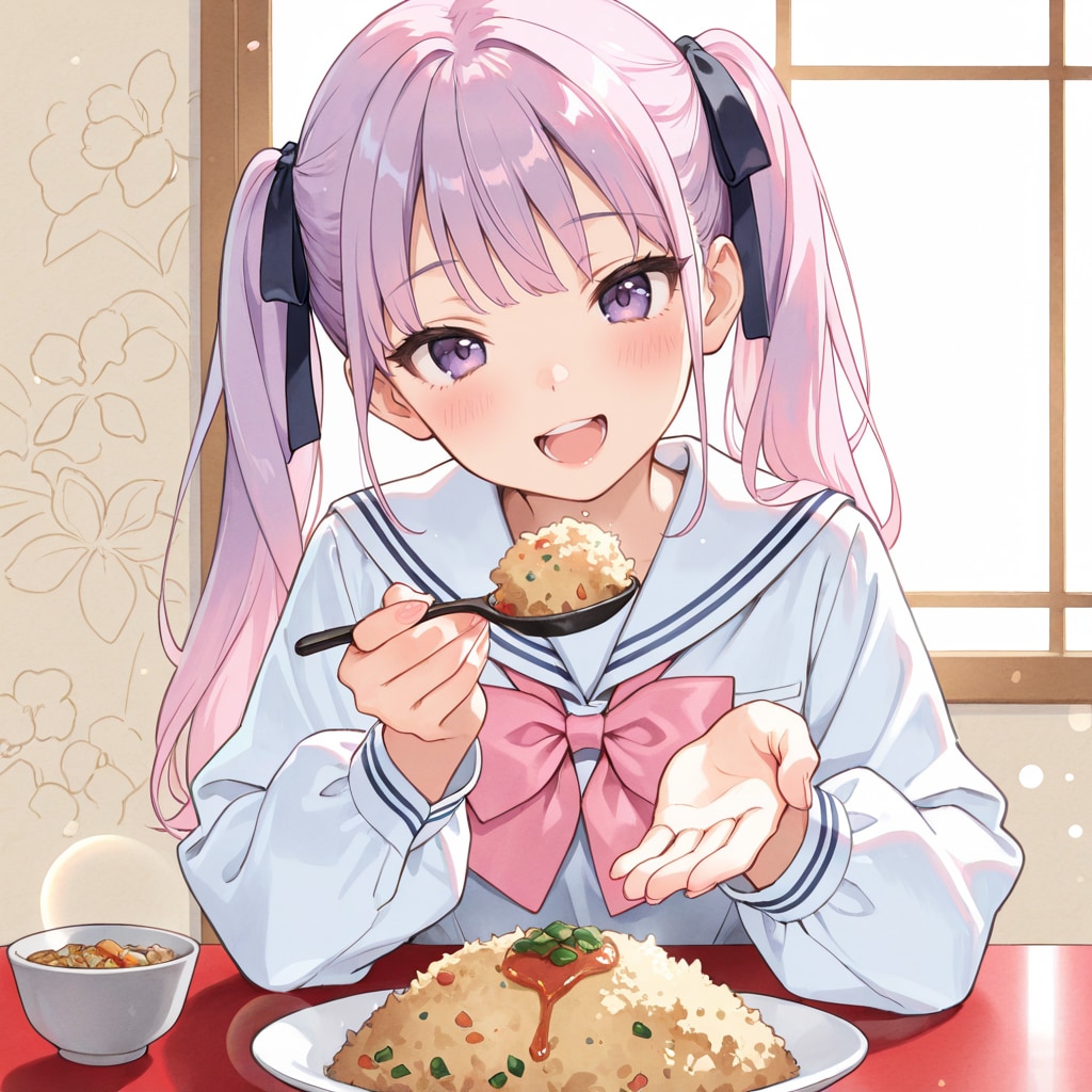 ひなちゃん、チャーハンを食す | の人気AIイラスト・グラビア
