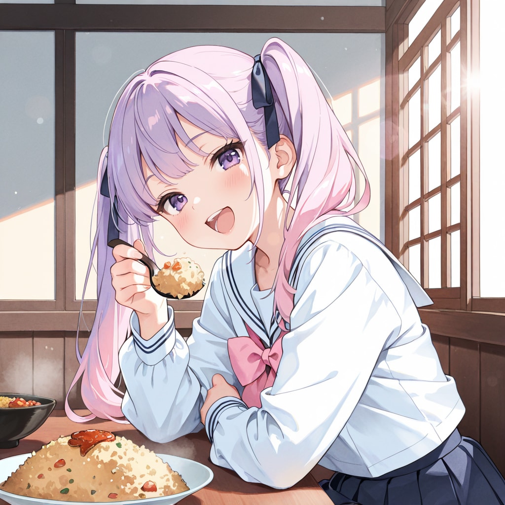 ひなちゃん、チャーハンを食す