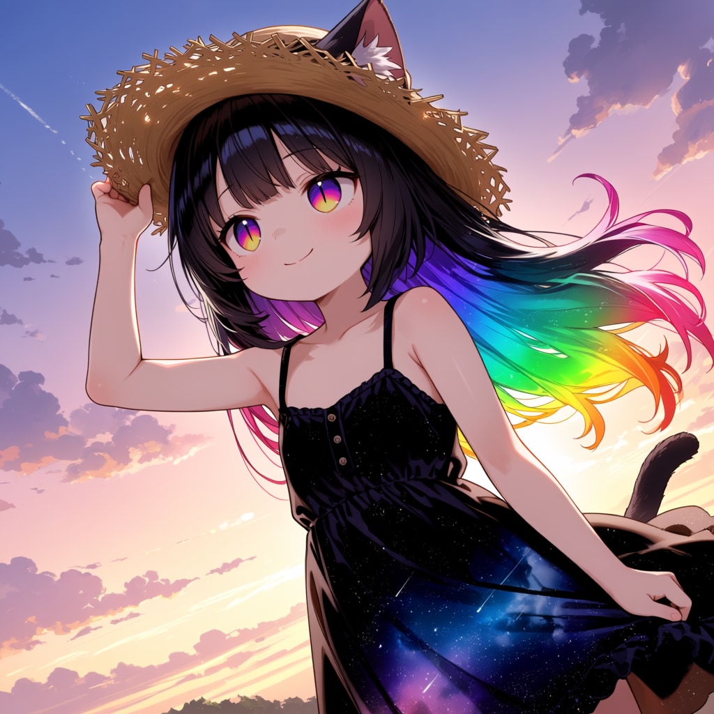 夕焼け空と星空のワンピース
