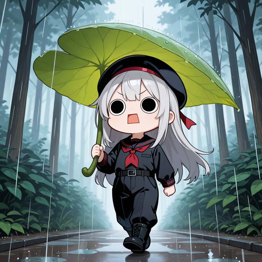 葉っぱの傘を持つえらいこっちゃ嬢 | の人気AIイラスト・グラビア