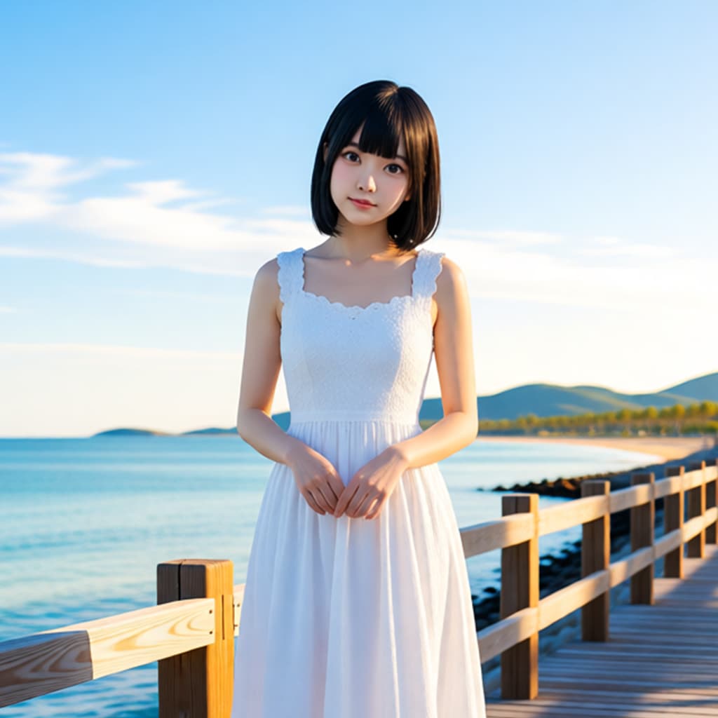 架空美女Aと海岸沿い1