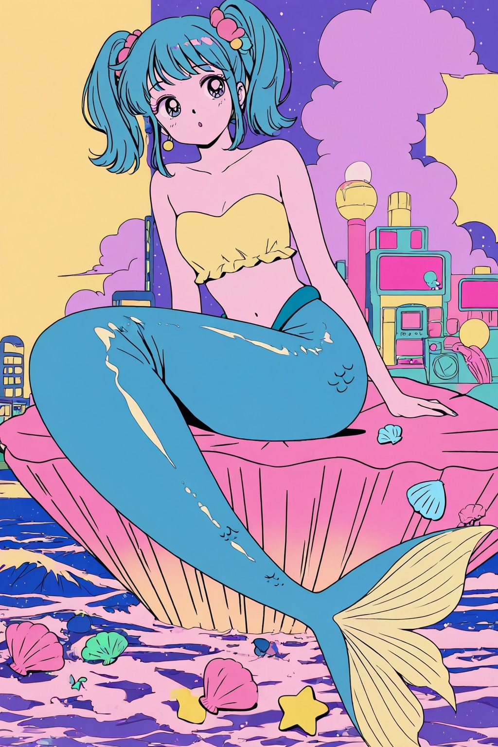 「恋するマーメイド、レトロシティに憧れて 🐬✨」