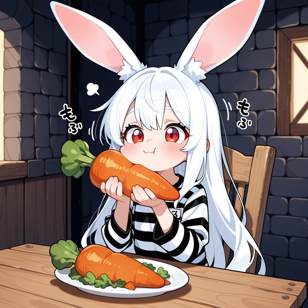 旬のお野菜を食べるうさぎちゃん