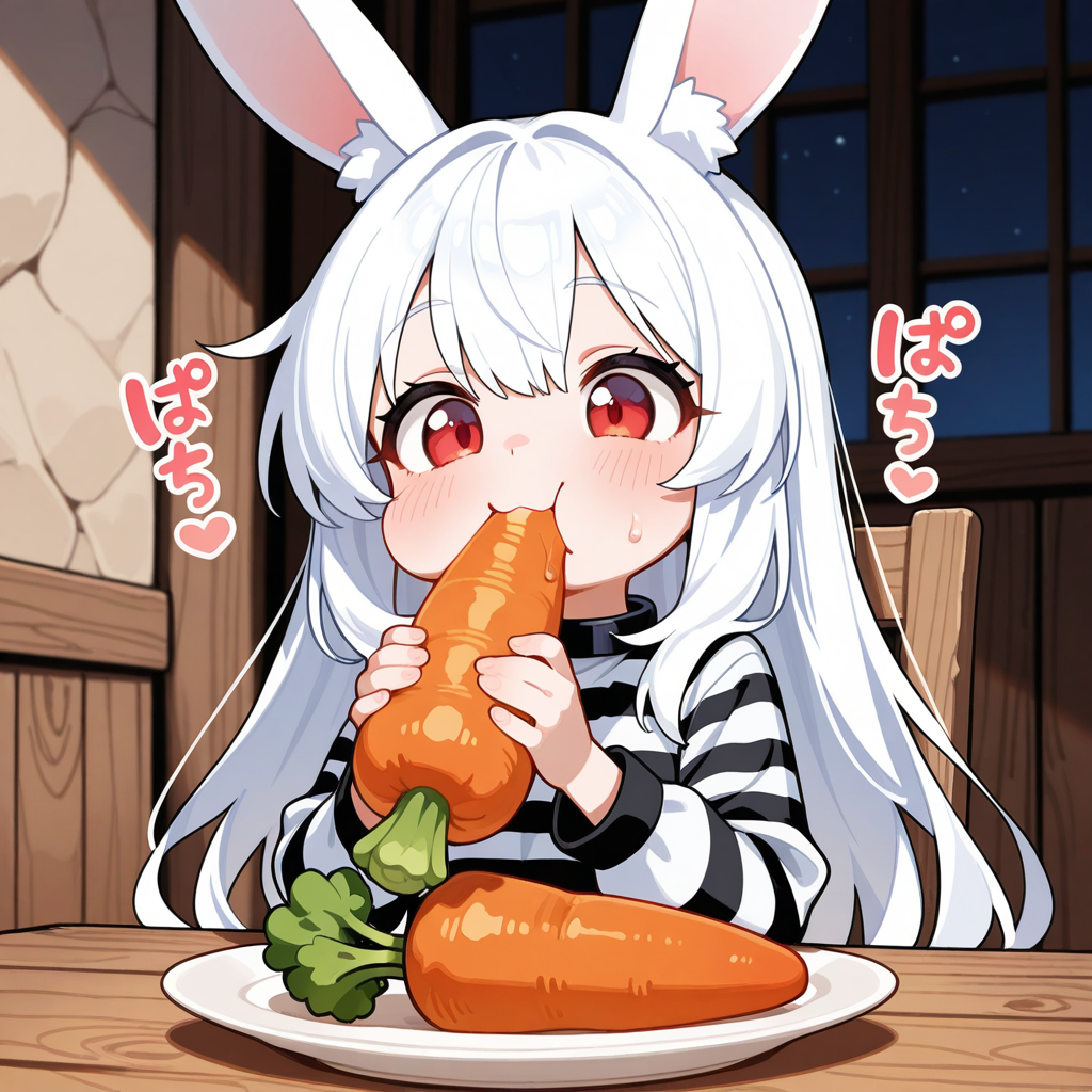 旬のお野菜を食べるうさぎちゃん