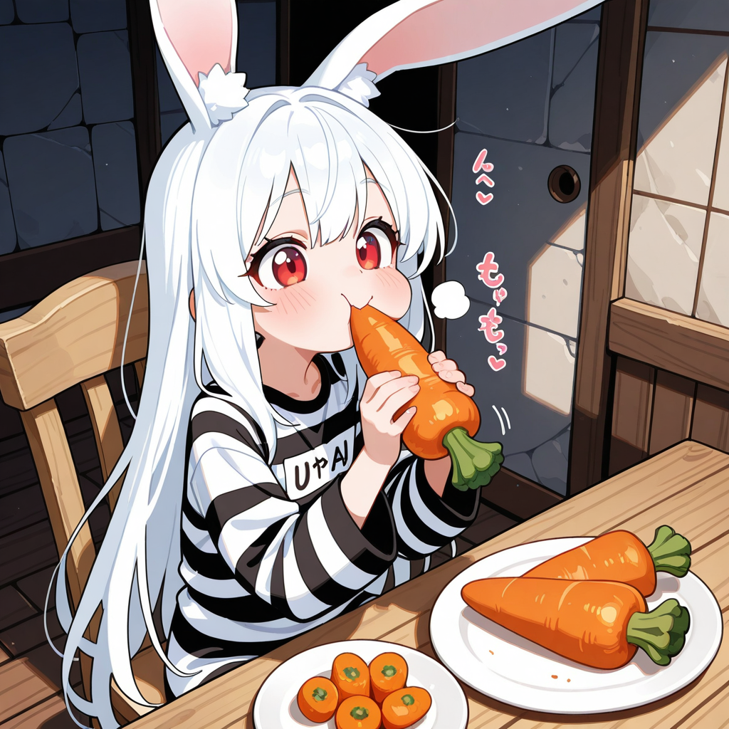 旬のお野菜を食べるうさぎちゃん