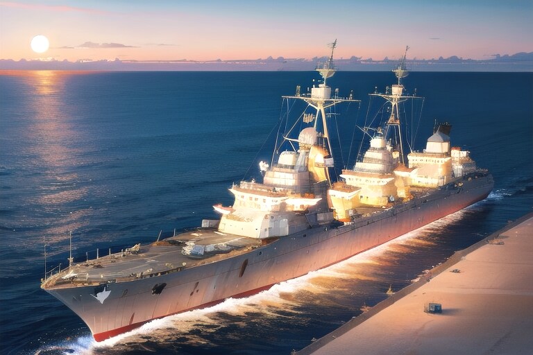 軍艦と夜明け