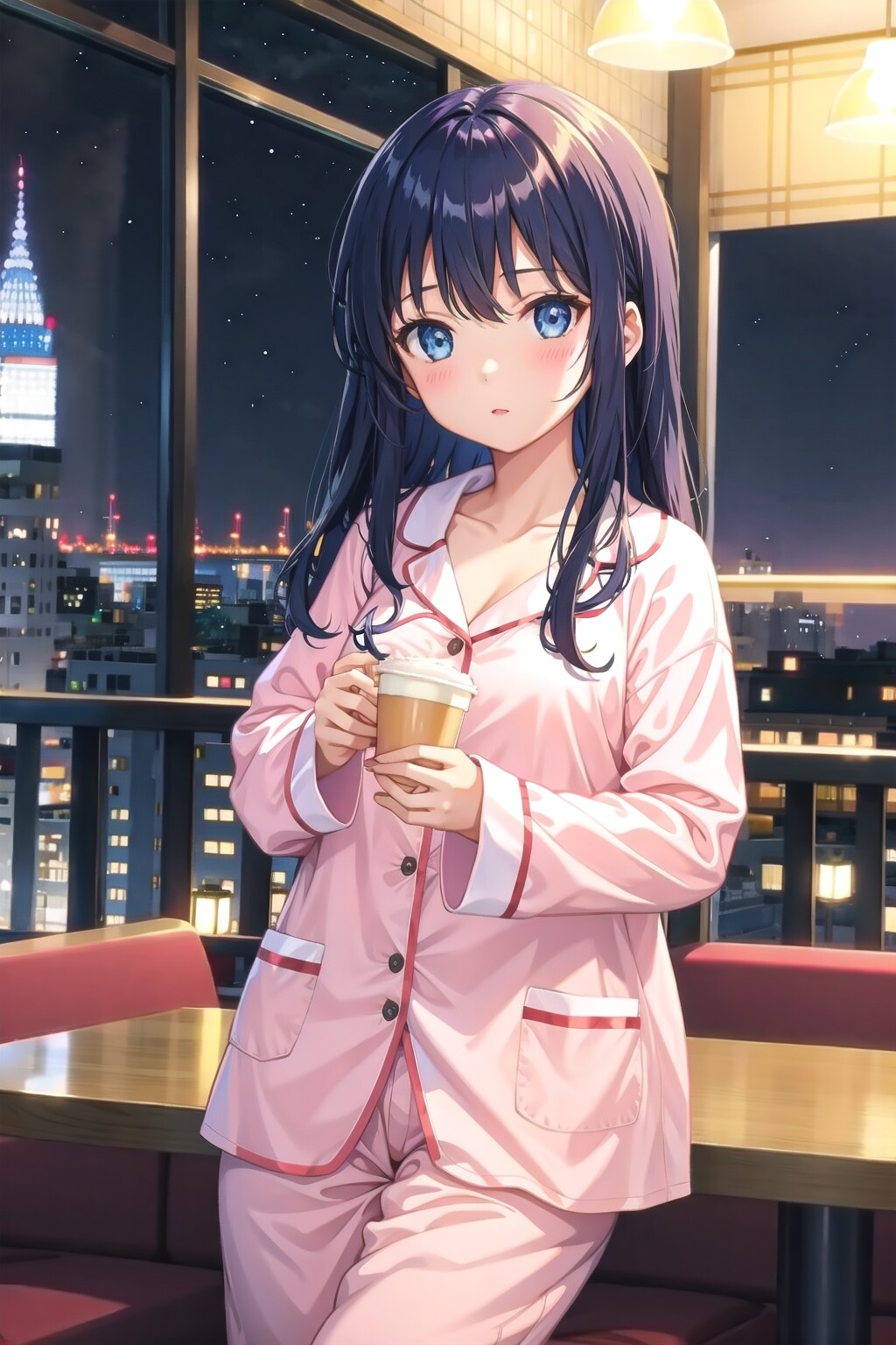 夜のカフェテリア　〜パジャマをきたJK〜