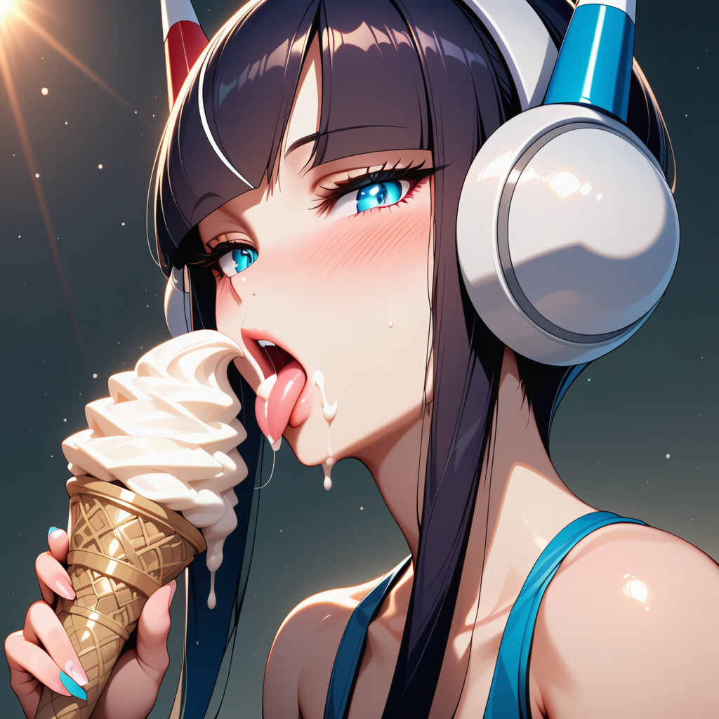 アイスを食べるカミツレさん
