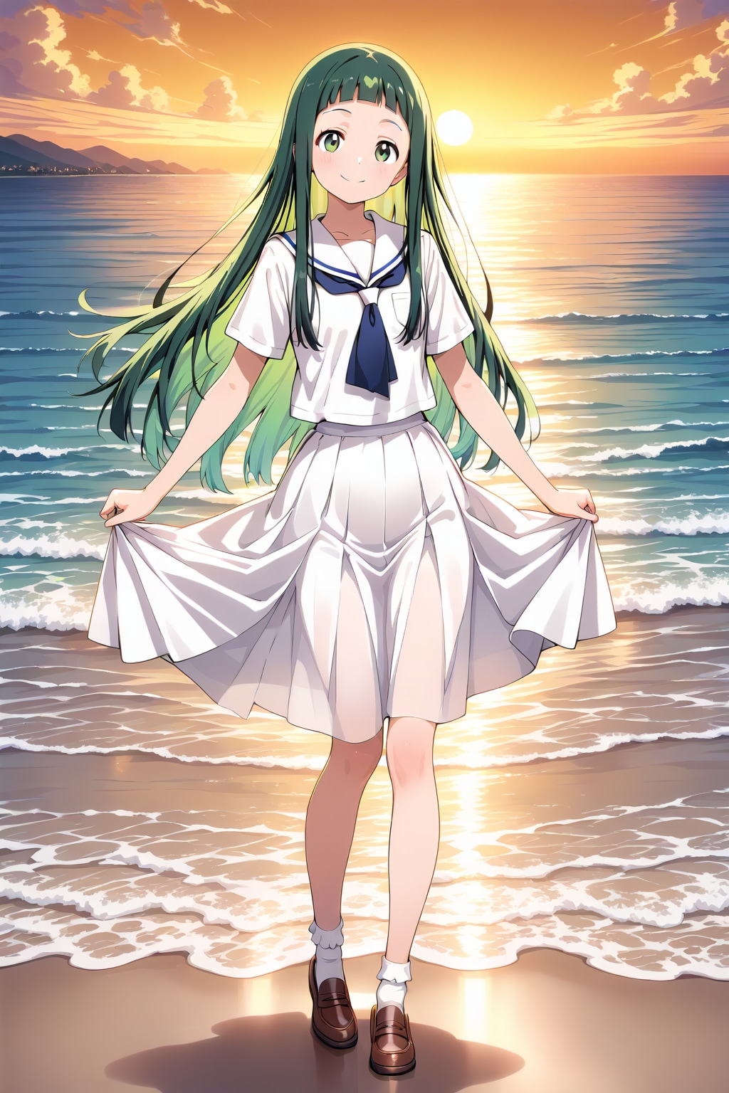 夕暮れの砂浜 | の人気AIイラスト・グラビア