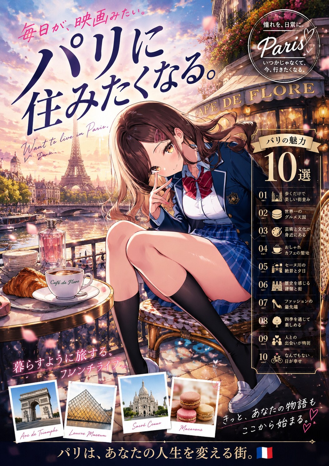 パリ観光のポスターに乗る酸川友里奈