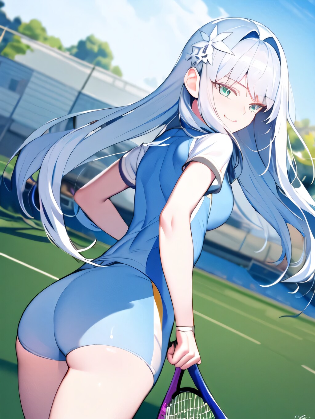 銀髪ロングでテニスウェアの少女６