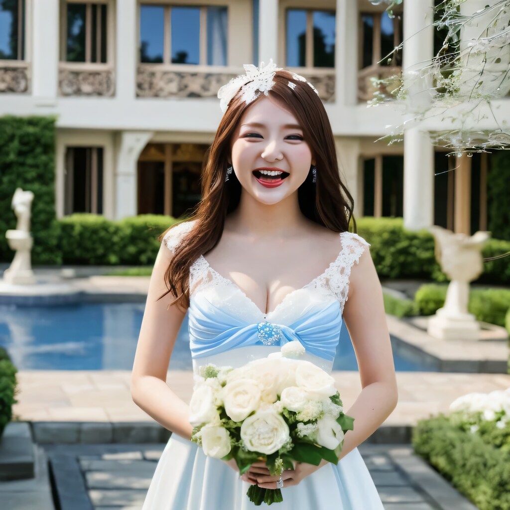 黒髪ロングでウェディングドレスの美女１１５