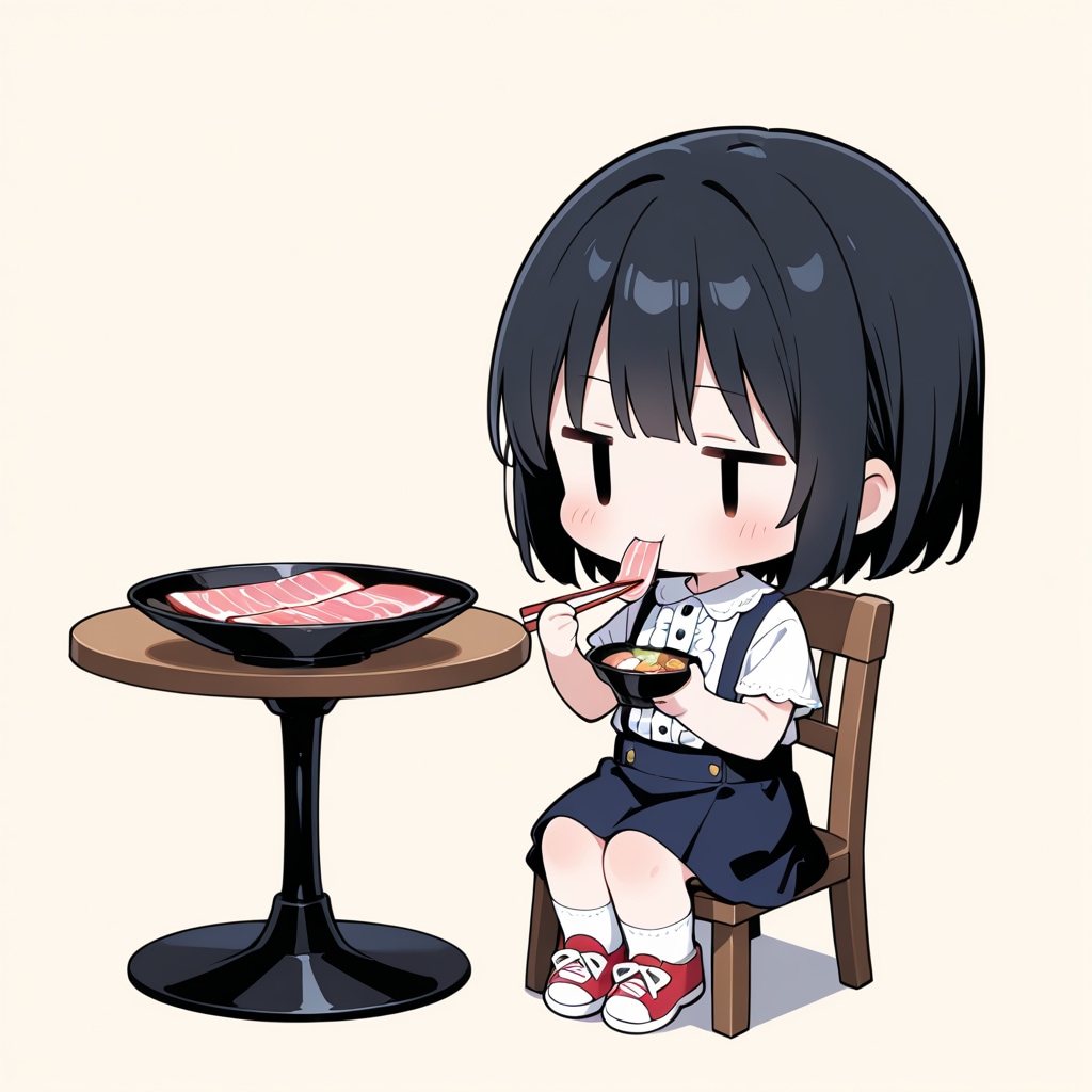 サーモンのお刺身を食べる