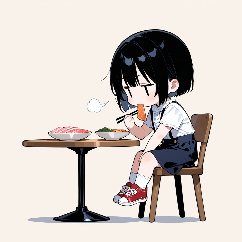サーモンのお刺身を食べる | の人気AIイラスト・グラビア
