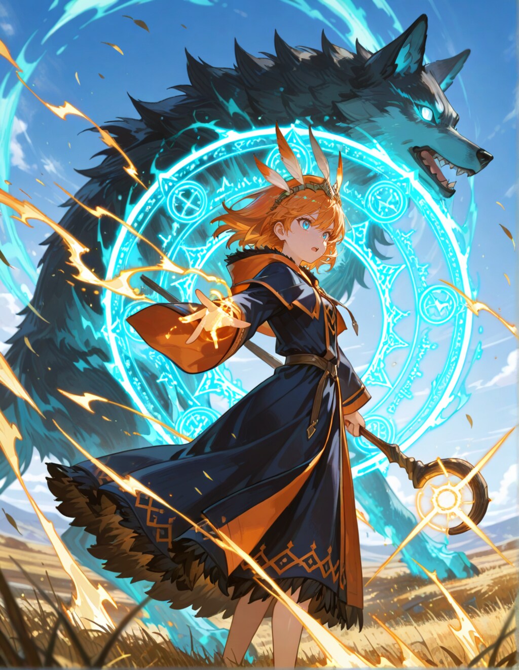 狼の霊獣を使役する術師