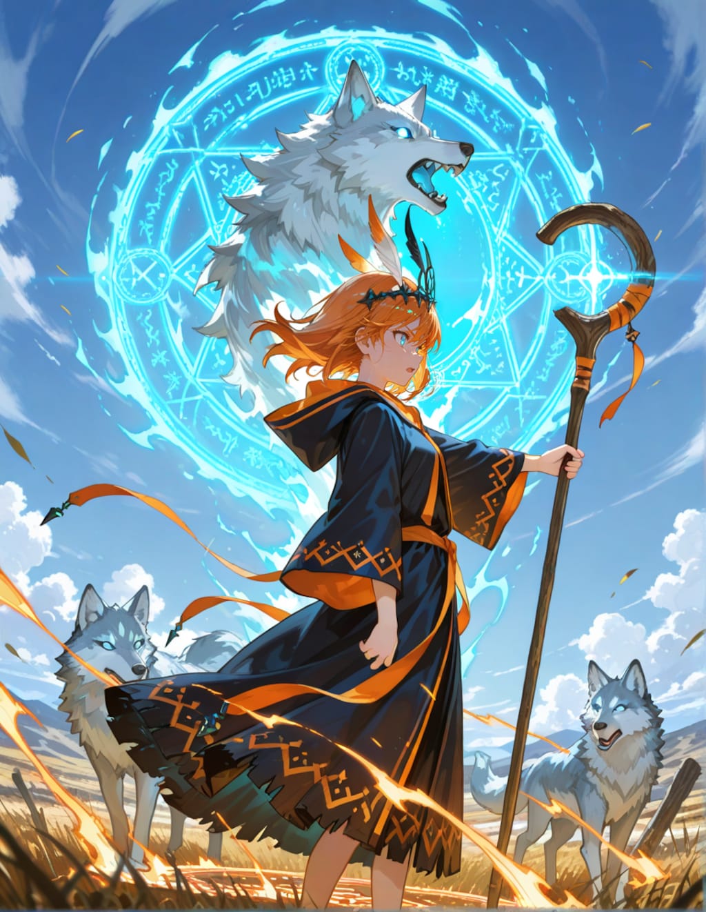 狼の霊獣を使役する術師